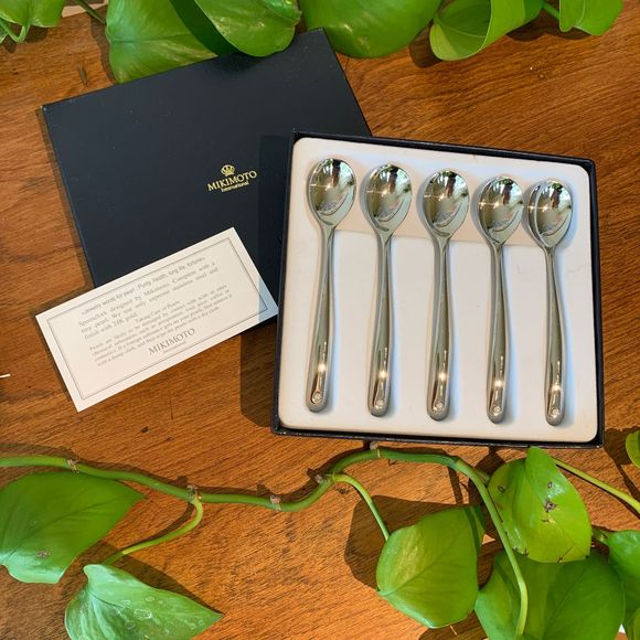 Mikimoto Other - Mikimoto 24k White Gold Pearl Caviar Tea Spoon Set